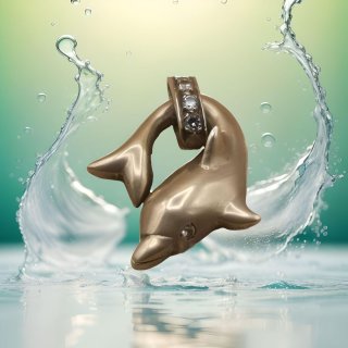 585 Gold Vintage Anhänger Delphin