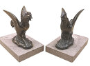 Art-Déco Buchstützen Hähne Régule Marmor um 1930
