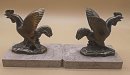 Paar Buchstützen Gockel auf Marmor um 1920