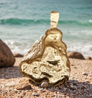 Goldnugget / Goldklumpen Anhänger aus 750 Gold mit Öse