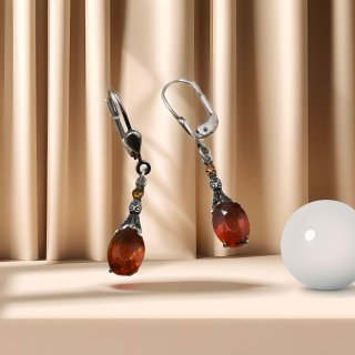 835 Silber Ohrringe Ohrstecker Ohrhänger mit Citrin