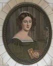 Antikes Miniatur-Porträt „Anna Hillmayer um 1830“ – Original Gouache Lupenmalerei nach Stieler