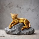 Vergoldeter Keramik-Panther liegend – Valle...