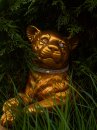 Vergoldeter Keramik-Panther liegend – Valle d’Oro Patchi, Italien, 80er Jahre Boho Chic Dekofigur