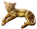 Vergoldeter Keramik-Panther liegend – Valle d’Oro Patchi, Italien, 80er Jahre Boho Chic Dekofigur