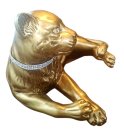 Vergoldeter Keramik-Panther liegend – Valle d’Oro Patchi, Italien, 80er Jahre Boho Chic Dekofigur