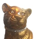 Vergoldeter Keramik-Panther liegend – Valle d’Oro Patchi, Italien, 80er Jahre Boho Chic Dekofigur