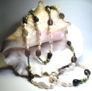 Langes Süßwasserperlen Collier 140 cm mit Amethyst & Peridot – Echte Perlenkette