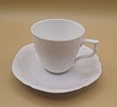 Rosenthal Sanssouci Weiß – Moccatasse mit Untertasse aus den 1960er Jahren | Elegantes Porzellan im Rokoko-Stil