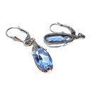 Art-Deco Aquamarin Schmuckset aus 925 Silber – Anhänger mit Ohrhängern & Singapurkette