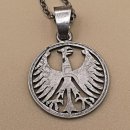 Vintage Silberanhänger aus 5-DM-Münze „Silberadler“ – Heiermann an 45 cm Silberkette (70er Jahre)