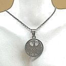 Vintage Silberanhänger aus 5-DM-Münze „Silberadler“ – Heiermann an 45 cm Silberkette (70er Jahre)