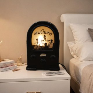 New Orleans Keramik Tischlampe – Vintage Jazz Radio Lampe aus den 80er Jahren