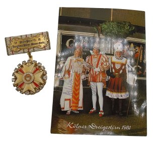 Kölner Dreigestirn 1981 – Original Prinzenspange & Autogrammkarte | Seltenes Karnevals-Sammlerstück