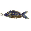 Vintage Wackelfisch Anhänger aus China – Cloisonné Emaille, Silber teilvergoldet, 1930er Jahre