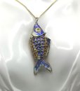Vintage Wackelfisch Anhänger aus China – Cloisonné Emaille, Silber teilvergoldet, 1930er Jahre
