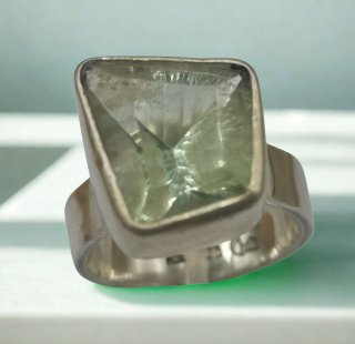 Vintage Designer 925 Silberring – Eleganter Ring mit hellgrünem Amethyst (Prasiolith), Ringgröße 59