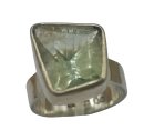 Vintage Designer 925 Silberring – Eleganter Ring mit hellgrünem Amethyst (Prasiolith), Ringgröße 59