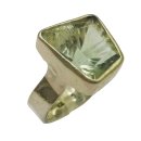 Vintage Designer 925 Silberring – Eleganter Ring mit hellgrünem Amethyst (Prasiolith), Ringgröße 59