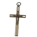 Viktorianisches Kreuz Anhänger aus Schaumgold mit Granat – 38 mm