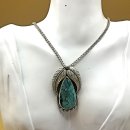 Navajo Silber Anhänger & Brosche mit Türkis – Vintage Native American Schmuck an 70 cm Silberkette