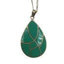 Türkis Anhänger in Tropfenform aus 925 Silber – geometrischer Boho Schmuck mit 70 cm Kette