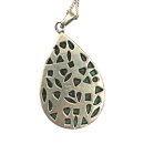 Türkis Anhänger in Tropfenform aus 925 Silber – geometrischer Boho Schmuck mit 70 cm Kette