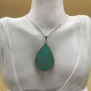 Türkis Anhänger in Tropfenform aus 925 Silber – geometrischer Boho Schmuck mit 70 cm Kette