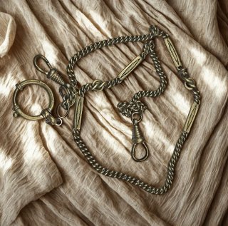 Antike Taschenuhrkette aus Gold-Doublé – Jugendstil Albert-Kette um 1900, 50 cm