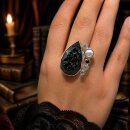 Gothic Romance Tektit Ring aus 925 Silber mit Topas &...