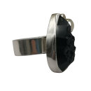 Gothic Romance Tektit Ring aus 925 Silber mit Topas & Perle – Gr. 59
