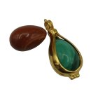 Vergoldeter 925 Silber Anhänger mit Malachit & Jaspis Ei – Wechselanhänger mit Kette 50 cm