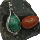 925 Silber Anhänger mit Malachit & Jaspis Ei – Wechselanhänger mit Panzerkette 55 cm