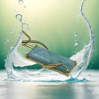 Larimar Anhänger 925 Silber vergoldet mit Schlangenkette 45 cm – 8,5 ct Edelstein 36 x 13 mm