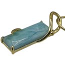 Larimar Anhänger 925 Silber vergoldet mit Schlangenkette 45 cm – 8,5 ct Edelstein 36 x 13 mm