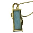 Larimar Anhänger 925 Silber vergoldet mit Schlangenkette 45 cm – 8,5 ct Edelstein 36 x 13 mm