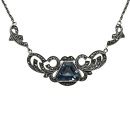 Jugendstil Collier mit Aquamarin & Markasiten – 925 Sterling Silber – Handgefertigt in Deutschland
