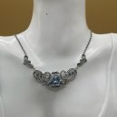 Jugendstil Collier mit Aquamarin & Markasiten – 925 Sterling Silber – Handgefertigt in Deutschland