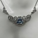 Jugendstil Collier mit Aquamarin & Markasiten – 925 Sterling Silber – Handgefertigt in Deutschland
