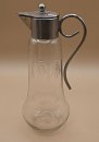 Antike Glaskaraffe Jugendstil um 1900–1920 – Glas mit vernickelter Montierung, 20 cm