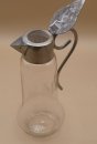 Antike Glaskaraffe Jugendstil um 1900–1920 – Glas mit vernickelter Montierung, 20 cm