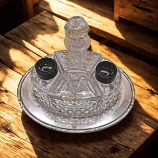 Antike Menage Vintage-Set – Klassisches Tischset für Gewürze aus Glas & Silber
