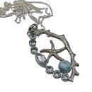 Seestern Anhänger 925 Sterling Silber mit Larimar & Blautopas – Maritimer Edelstein Schmuck inkl. 50 cm Silberkette