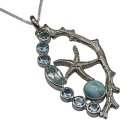 Seestern Anhänger 925 Sterling Silber mit Larimar & Blautopas – Maritimer Edelstein Schmuck inkl. 50 cm Silberkette