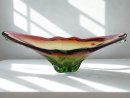 Murano Sommerso Zipfelschale XXL 50 cm – Vintage Glas-Centerpiece aus Italien (1960–70er)