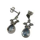 Aquamarin Ohrringe 925 Silber mit Markasiten – Jugendstil & Art Déco Design