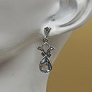 Aquamarin Ohrringe 925 Silber mit Markasiten – Jugendstil & Art Déco Design