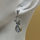 Aquamarin Ohrringe 925 Silber mit Markasiten – Jugendstil & Art Déco Design