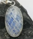 Edler Regenbogen-Mondstein Anhänger – Oval (35x20 mm) in 925 Silber inkl. 55 cm Panzerkette