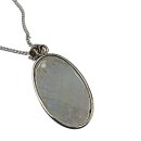 Edler Regenbogen-Mondstein Anhänger – Oval (35x20 mm) in 925 Silber inkl. 55 cm Panzerkette